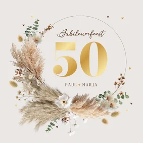 Jubileumkaart boho krans 50 jaar getrouwd