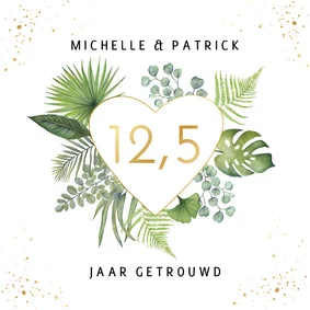Jubileumkaart hart botanical blad