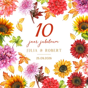 Jubileumkaart herfstbloemen