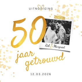 Jubileumkaart huwelijk 50 jaar goudlook stijlvol