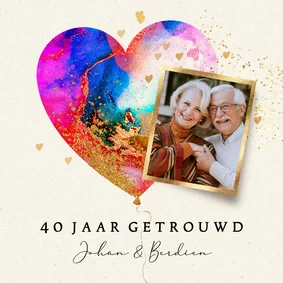 Jubileumkaart huwelijk met foto en eigen jaartal
