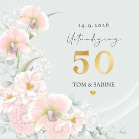 Jubileumkaart met bruidsbloemen in pastel