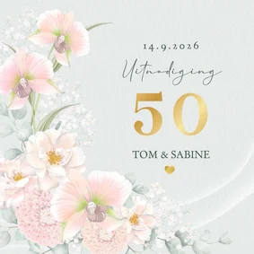 Jubileumkaart met bruidsbloemen in pastel
