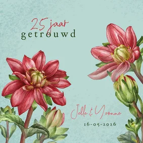 Jubileumkaart met dahlia bloemen