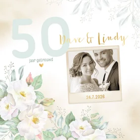 Jubileumkaart met witte rozen