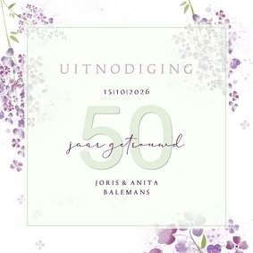 Jubileumkaart paarse seringen