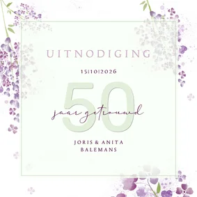 Jubileumkaart paarse seringen