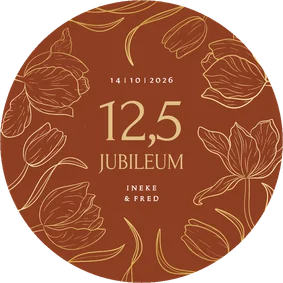 Jubileumkaart rond koper huwelijk met vintage tulpen