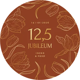 Jubileumkaart rond koper huwelijk met vintage tulpen