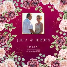Jubileumkaart rozen bordeaux