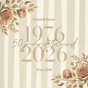 Jubileumkaart stijlvol jaartallen met bloemen en strepen