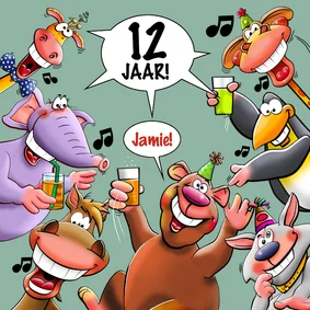 Kaart beestenboel met leuke dieren voor een kind