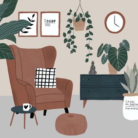 Kaart met botanische illustratie 'Nieuwe woning' 