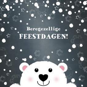 Kerst beregezellige feestdagen lief ijsbeertje in sneeuw