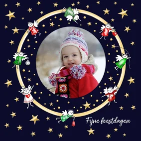 Kerst - foto kaart cirkel met mini engeltjes