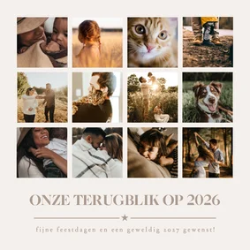 Kerst nieuwjaar terugblik op 2026 kaart met 12 eigen foto's