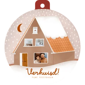 Kerst verhuiskaart kerstbal vorm roest maan