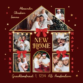 Kerst verhuiskaart nieuw huis fotocollage sterren goud