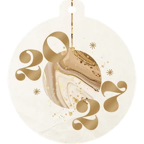 Kerstbal kerstkaart 2027 met marmeren bal