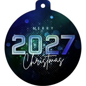 Kerstbal kerstkaart futuristisch 2027 blauw