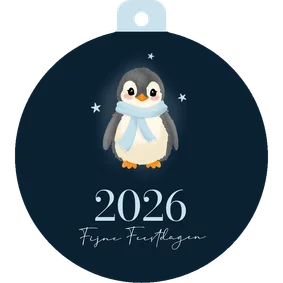 Kerstbal kerstkaartje met schattige pinguin donkerblauw