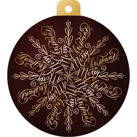 Kerstbalvorm kaart Merry Christmas sneeuwvlok typografie