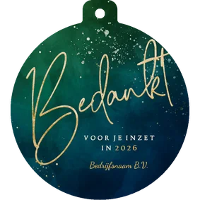 Kerstbalvorm kerstkaart stijlvol bedankt zakelijk
