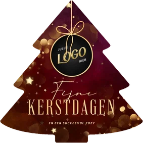 Kerstboom kaart zakelijk met logo kerstbal en sterren