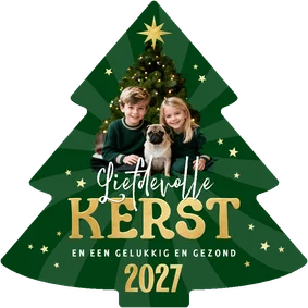 Kerstboom kerstkaart foto sterren liefdevolle kerst 2027