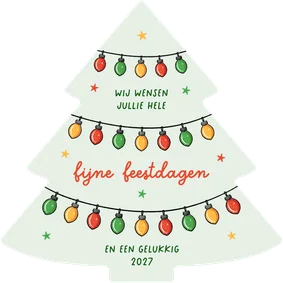 Kerstboom kerstkaart kerstlampjes fijne kerst gelukkig 2027