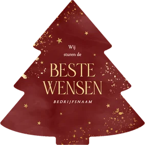 Kerstboom kerstkaart zakelijk beste wensen rode waterverf