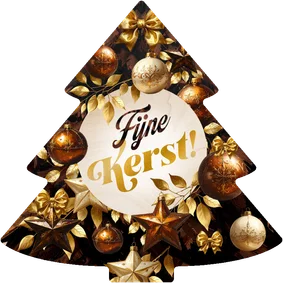 Kerstboomvorm kerstkaart bruine takken, kerstballen sterren