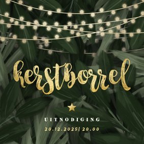 Kerstborrel jungle bladeren met lampjes uitnodiging