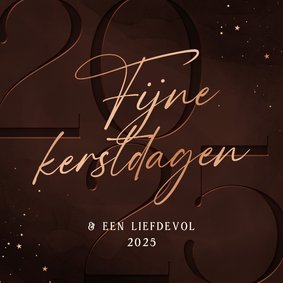 Kerstkaart 2025 donkerrood fijne kerstdagen koper