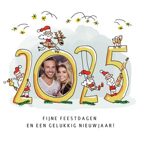 Kerstkaart 2025 foto en met kerstmannen