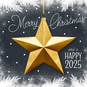 Kerstkaart 2025 trendy ster goud zwart 