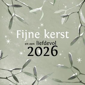 Kerstkaart 2026-2027 modern met Maretakjes en sterretjes