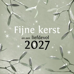 Kerstkaart 2026-2027 modern met Maretakjes en sterretjes