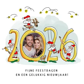 Kerstkaart 2026 foto en met kerstmannen