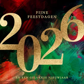 Kerstkaart 2026 groen rood verf