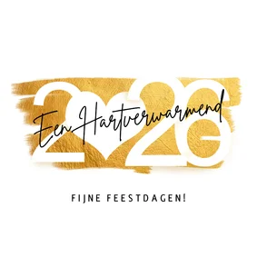Kerstkaart 2026 hartverwarmend goud