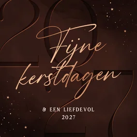 Kerstkaart 2027 donkerrood fijne kerstdagen koper