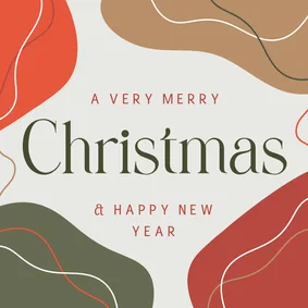 Kerstkaart abstracte vormen in kersttinten