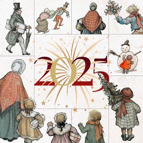 Kerstkaart Anton Pieck vuurwerk 2025