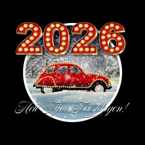 Kerstkaart auto in sneeuw 2026 RB