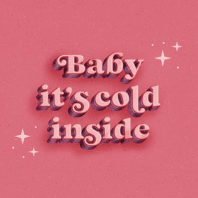 Kerstkaart baby it's cold inside vintage