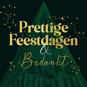 Kerstkaart bedankt kerstboom abstract goud sterren