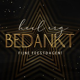 Kerstkaart bedankt met ster op achtergrond