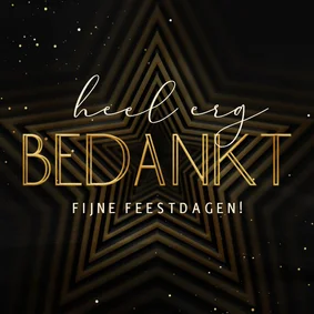 Kerstkaart bedankt met ster op achtergrond