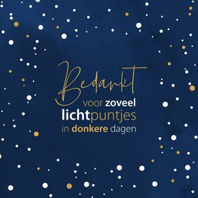 Kerstkaart Bedankt voor zoveel lichtpuntjes in donkere dagen